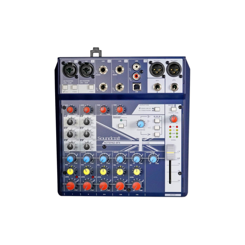8-channel mixer, Small-format Analog Mixing Console with USB I/O and Lexicon Effects